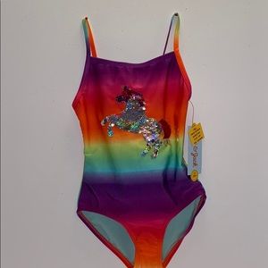 Cat&Jack Girls unicorn bathing suit size 4/5